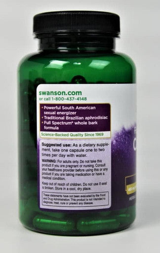 Swanson Catuaba Bark 465 Milligrams 120 Capsules