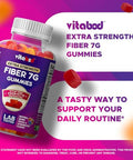 Vitabod Fiber Gummies 7G Per Serving For Digestive Health & Regularity Prebiotic Gofos Plant-Based Fiber No Sugar Added Vegan Berry Peach Strawberry 120 Gummies (Adults Women & Men)