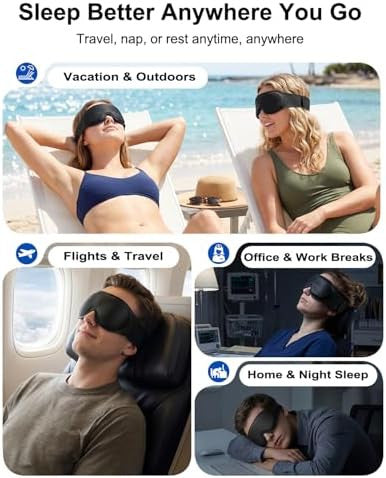 Focbeo Weighted Eye Mask For Sleeping - 100% Blackout Sleep Mask For Women & Men 3D Contoured Eye Mask For Lash Extensions Zero Eye Pressure Memory Foam Adjustable Strap For Airplane Travel & Meditation