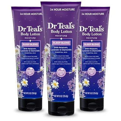 Dr Teal'S Sleep Body Lotion24-Hour MoistureWith MelatoninLavender & Chamomile Essential Oils8 Fl Oz (Pack Of 3)(Packaging May Vary)