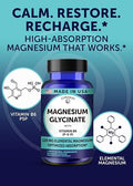 Lunakai Usa Made Pure Magnesium Glycinate Capsules 120Mg Elemental With B6 (P-5-P) High Absorption Magnesium Supplement For Women & Men - Daily Sleep & Muscle Support Non-Gmo 90Ct