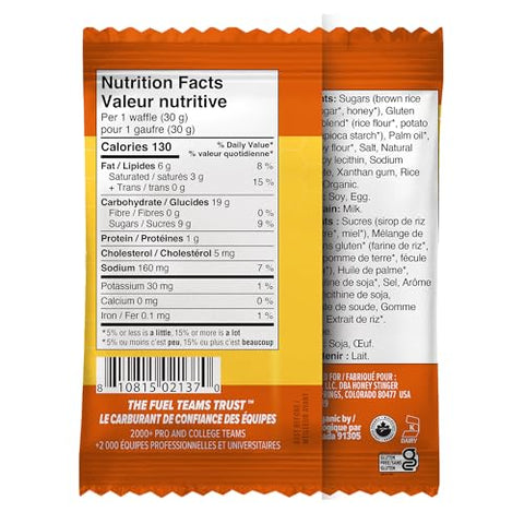 HONEY STINGER Organic Salted Caramel Waffles, 1.06 Ounce (Pack of 12)