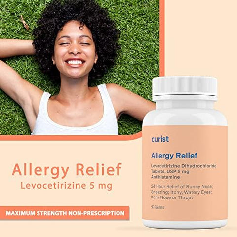 Curist Uniqus Levocetirizine Dihydrochloride 5Mg Bulk (270 Tablets) Allergy Pills 24 Hour Allergy Relief Allergy Medicine (3 Packs Of 90 Tablets)