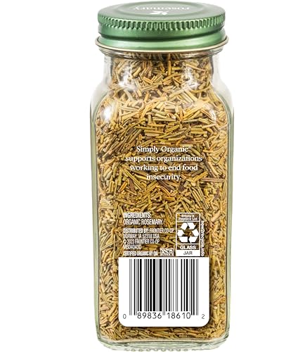 Simply Organic Whole Rosemary Leaf, 1.23 Ounce, Pungent, Herbaceous, Fresh Earthy Taste & Aroma, Kosher, Certified Organic | Pungent, Herbaceous, Fresh Earthy Taste & Aroma, Kosher, Certified Organic
