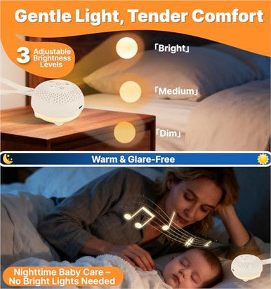Hmusic Portable White Noise Machine With Voice Recording - 16 Soothing Sounds Sleep Machine 20-60H Battery 3-Level Night Light | 3 Timers Sleep Aid For Adults & Babies