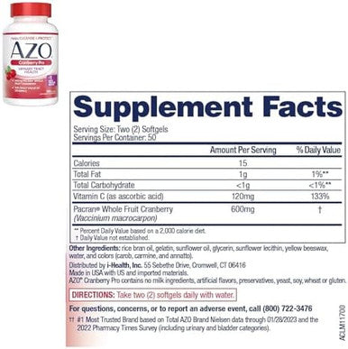 Azo Cranberry Pro Urinary Tract Health Supplement 600Mg Pacran 1 Serving = More Than 1 Glass Of Cranberry Juice 100 Ct + Urinary Tract Infection (Uti) Test Strips Accurate Results In 2 Minutes 3 Ct