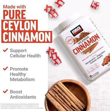 Force Factor Splendid Cinnamon Ceylon Cinnamon With Chromax Chromium For Metabolism & Antioxidant Support Apple Cinnamon 60 Soft Chews