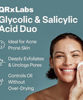 Qrxlabs Glycolic + Salicylic Acid Acne Control Pads With 10% Ultra Pure Glycolic & 2% Salicylic Allantoin Vitamin B5 C & E Calendula & Green Tea - Acne Treatment For Clear Skin