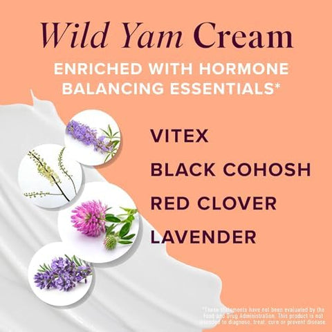 Smnutrition Wild Yam Cream For Hormone Balance 3450Mg Wild Yam For Herbal Menopause & Pms Support Enriched With Vitex Black Cohosh Lavender & More Estrogen & Progesterone Balancing Cream 4 Oz.