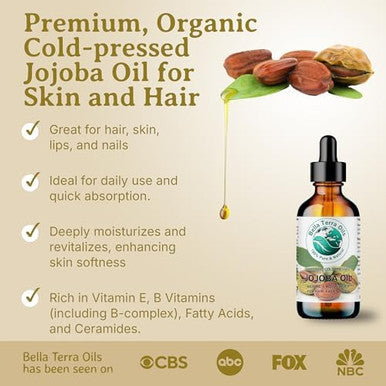 Golden Jojoba Oil ÃƒÂ¢Ã¢â€šÂ¬Ã¢â‚¬Å“ 1 Gallon Non-Comedogenic With Vitamin E & Natural Fatty Acids For Hair & Skin. Bella Terra Oils
