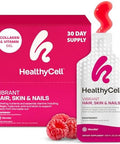 Healthycell Vibrant Hair Skin & Nails Daily Liquid Supplement - Beauty Supplements With Hydrating Nutrients & Essential Vitamins - Collagen Biotin & Hyaluronic Acid - 30 Gel Packs
