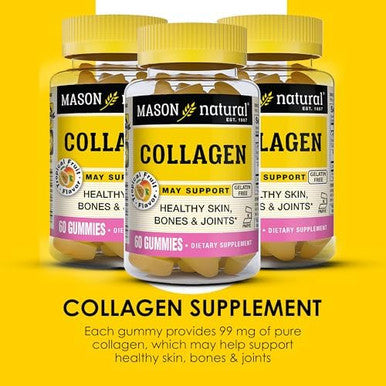 Mason Natural Collagen Gummies Supports Healthy Skin Bones & Joints Tropical Flavor Kosher 60 Gummies