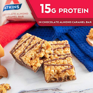 Atkins Chocolate Almond Caramel Bar Ketofriendly Gluten With Real Almond Butter 5 Count And Double Fudge Brownie Protein Meal Bar High Fiber 15G Protein 1G Sugar 4G Net Carb