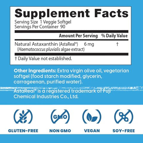 Doctor'S Best Astaxanthin Vegan Supplement 6 Mg - Skin Elasticity & Antioxidant Support For Men & Women Extract From Haematococcus Pluvialis Microalgae Non Gmo Gluten Free 90 Veggie Softgels