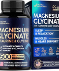 Nutraharmony Magnesium Glycinate - Sleep & Relaxation Support - Extra Strength Glycinate Glycine & Taurine 1500 Mg - Magnesium Supplement For Women & Men - Chelated & High Absorption - Made In Usa 120 Capsules