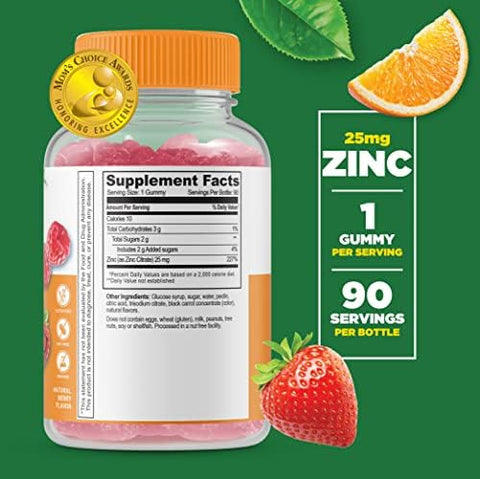 Lifeable Zinc 25mg Kids + Immune Support Kids Gummies Bundle Great Tasting Vitamin Supplement Gluten Free GMO Free Chewable Gummy
