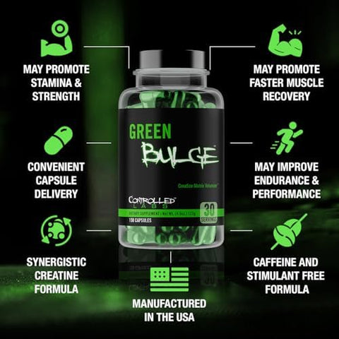 Controlled Labs Green Bulge Supplement 30 Serv Advanced Creatine Matrix Volumizer Improve Strength Stamina Performance & Muscle Recovery Caffeine & Stimulant