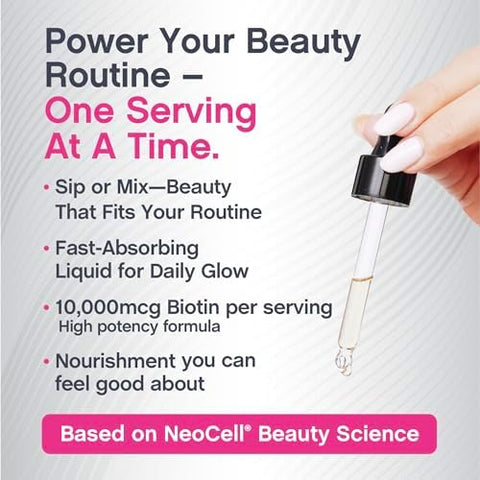 Neocell Biotin Liquid Drops 10000Mcg 2 Fl Oz Fast Acting Supplement Berry Flavor Hair Skin and Nails
