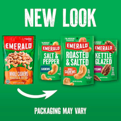Emerald Nuts Salt and Pepper Seasoned Cashews (1Pack) 5 Oz Resealable Bag Kosher Certified NonGMO Contains No Artificial Preservatives Flavors or Synthetic Colors