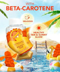 Ivybears Glow Tanning Gummies - Beta Carotene Vitamin A C D2 & E - [Ai Tanning Specialist Ada] Supports Healthy Tan & Glow - Vegan & Made In Germany - Pack Of 60 - Boost Tan