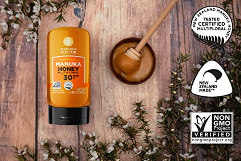 MANUKA DOCTOR -UMF8/ MGO 182+ Monofloral SQUEEZY and MGO 30+ Multifloral SQUEEZY Manuka Honey Value Bundle, 100% Pure New Zealand Honey. Certified. Guaranteed. RAW. Non-GMO