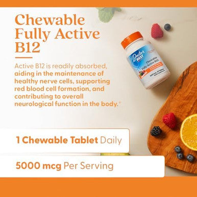 Doctor'S Best Chewable Fully Active Methyl B12 Methylcobalamin Energy Memory & Mood Support Nongmo Gluten Soy Vegan 60 Tablets