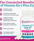 Just Thrive Vitamin K2-7 Plus D3 - Immune Heart And Bone Health Supplement 60 Vegetable Capsules