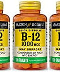 Mason Natural Vitamin B12 1000Mcg 100 Tablets Per Bottle (Pack Of 5)