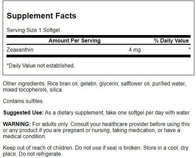 Swanson Zeaxanthin 4 Milligrams 60 Sgels