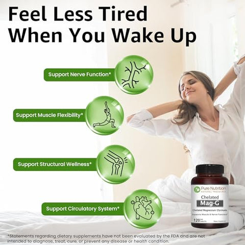 Pure Nutrition Magg - Chelated Magnesium Glycinate Supplement 120 Tabs 440Mg Elemental Magnesium High Absorption Magnesium Supplement To Support Overall Well Being
