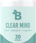 Bloom Nutrition Clear Mind Nootropic Brain Booster Supplement with Lions Mane Mushroom Alpha GPC Ginseng Ginkgo Bilboa Rhodiola Rosea Supports Mental Clarity Memory Focus 60 Capsules