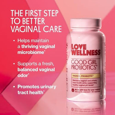 Love Wellness Good Girl Probiotics Women s Vaginal Health and pH Balance Supplement 9 Strain Probiotic for Urinary Tract Yeast Odor and Immune Support Gluten Free