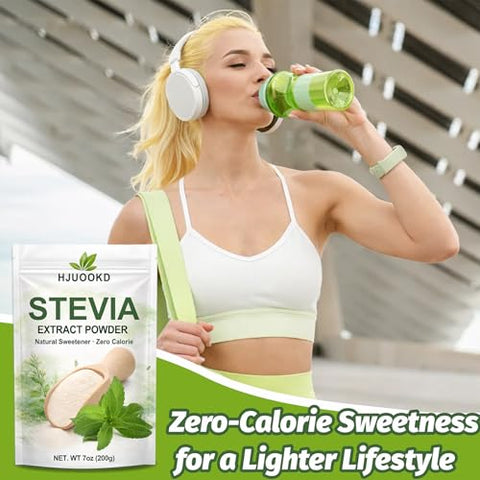 7 oz Pure Stevia Extract Powder Highly Concentrated Stevia Powder Sweetener Zero Calorie No Additives Natural Sugar Alternative for Drinks Baking & Desserts Includes Measuring Scoop