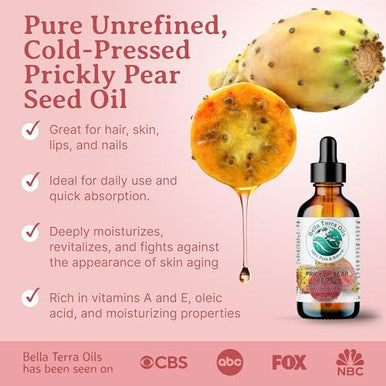 Bella Terra Oils - Prickly Pear Oil 4 Oz - Extracted From Cactus Pear Enriched With Omega-6 Vitamin K Experience The Opulence Of Nature