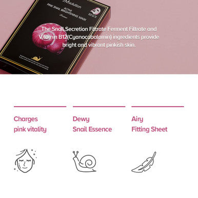 JM Solution Active Pink Snail Regenerating Korean facial Skin Care Mask -Vitamin B Bright Nourishing Glow Mask-10 sheets for all skin