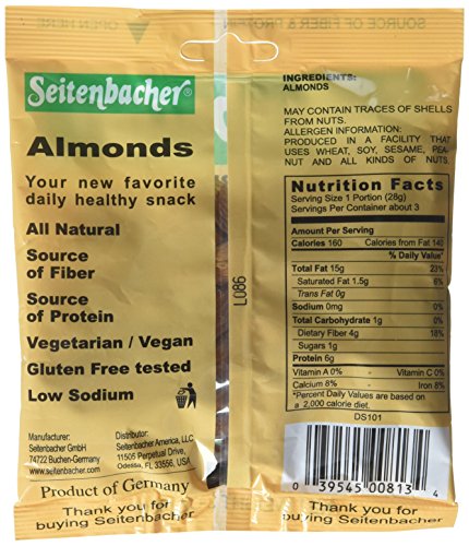 Seitenbacher Almonds, 3.0-Ounce (Pack of 6)