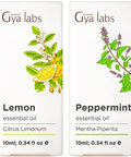 Gya Labs Lemon Essential Oil For Diffuser & Peppermint Oil For Hair Set - Aromatherapy Grade Essential Oils Set - 2X0.34 Fl Oz - Gya Labs