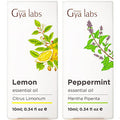 Gya Labs Lemon Essential Oil For Diffuser & Peppermint Oil For Hair Set - Aromatherapy Grade Essential Oils Set - 2X0.34 Fl Oz - Gya Labs