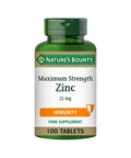 Nature's Bounty Maximum Strength Zinc 100 25Mg Tablets (100 Day Supply) Immunity Support And Antioxidant Supplement