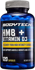 Bodytech Hmb + Vitamin D3 Supports Muscle Growth Strength & Recovery (120 Vegetable Capsules)