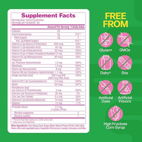Culturelle Women S Probiotics Multivitamins Supports Digestive And Immune Health Biotin & Selenium For Healthy Hair Skin Nails 60 Gummies
