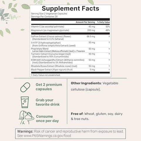 Micro Ingredients Saffron Advanced Supplements 60 Veggie Capsules 10-In-1 With Saffron Extract High Absorption Fat-Soluble Vitamin C Magnesium Turmeric & Ksm-66 Ashwagandha Filler Free