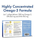 WHC UnoCardio 1000 Fish Oil 1300 mg of Pure Triglyceride Fish Oil with Omega3 1180 mg 665 mg EPA and 445 mg DHA and 25 mcg 1000 IU Vitamin D3 per softgel Natural Orange 60 softgels
