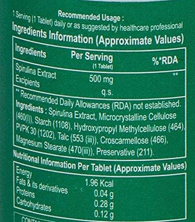 HealthAid Spirulina 500mg - 60 Tablets