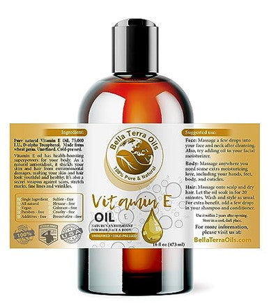 Bella Terra Oils - Organic Vitamin E Oil 4Oz - Unveiling Organic Wheat Germ'S Organic Vitamin Excellence Rich In D-Alpha Tocopherol & Fatty Acids Essence Of Skin Nourishment