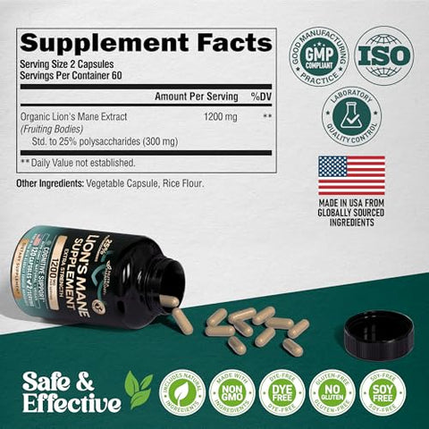 Nutraharmony Mullein Leaf Extract & Lions Mane Capsules