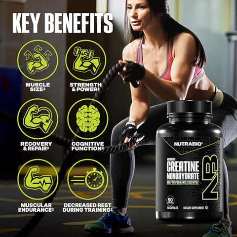 Nutrabio Pure Micronized Creatine Monohydrate Capsules Creatine Pills Supports Bulk Muscle Energy Recovery And Strength - Keto Friendly Kosher Creatine Nutritional Supplement For Men And Women