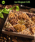 NUT CRAVINGS - Purim Mishloach Manot Mixed Nuts Gift Basket in Reusable Diamond Wooden Tray + Green Ribbon (12 Assortments) Ramadan Gifts Treats for Adults, Healthy Snack Care Package, Kosher