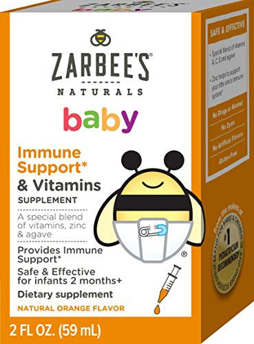 ZarBee's Naturals Baby Immune Support + Vitamins Natural Orange Flavor 2 oz