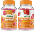 Lifeable Calcium With Vitamin D + Probiotic 2 Billion Cfu Gummies Bundle Great Tasting Vitamin Supplement Gluten Gmo Chewable